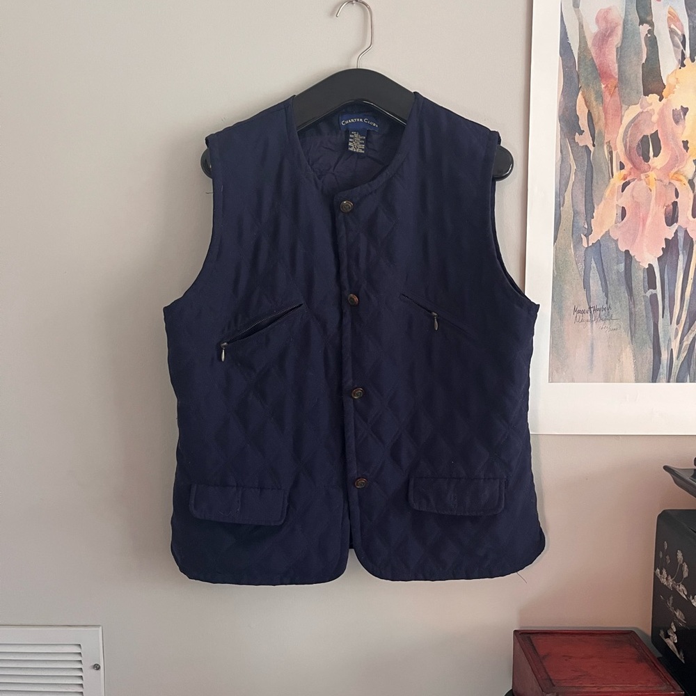 Charter Club Men's Dark Blue Quilted Vest
